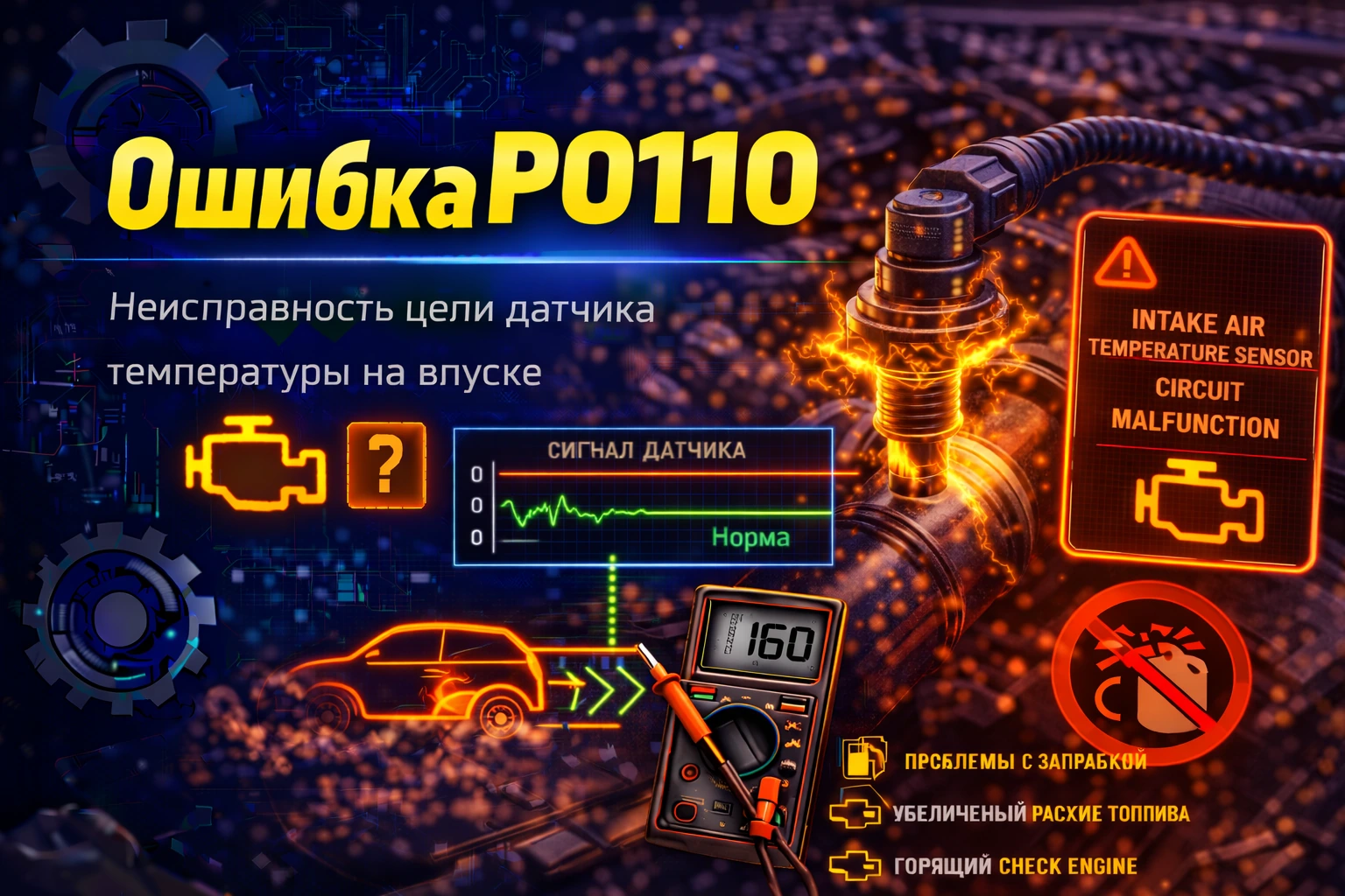 Ошибка P0110 — неисправность цепи датчика температуры впускного воздуха: когда блок перестаёт понимать, насколько горячим или холодным воздухом дышит двигатель