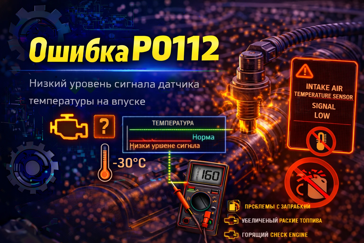 Ошибка P0112 — низкий сигнал датчика температуры впускного воздуха: когда блок видит слишком горячий воздух там, где на самом деле его может и не быть