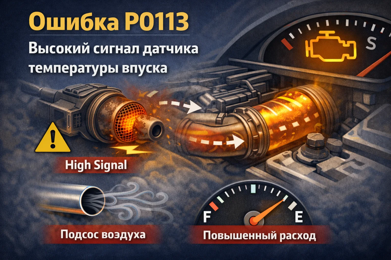 Ошибка P0113 — высокий сигнал датчика температуры впускного воздуха: почему мотор думает, что на улице ледяной воздух