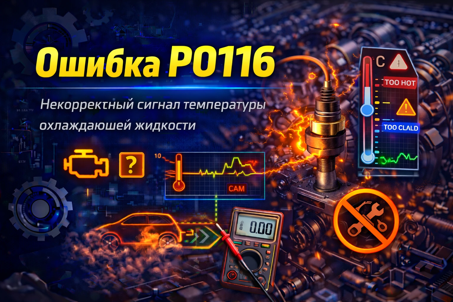 Ошибка P0116 — недостоверный сигнал датчика температуры охлаждающей жидкости: когда мотор не может честно рассказать блоку, насколько он горячий