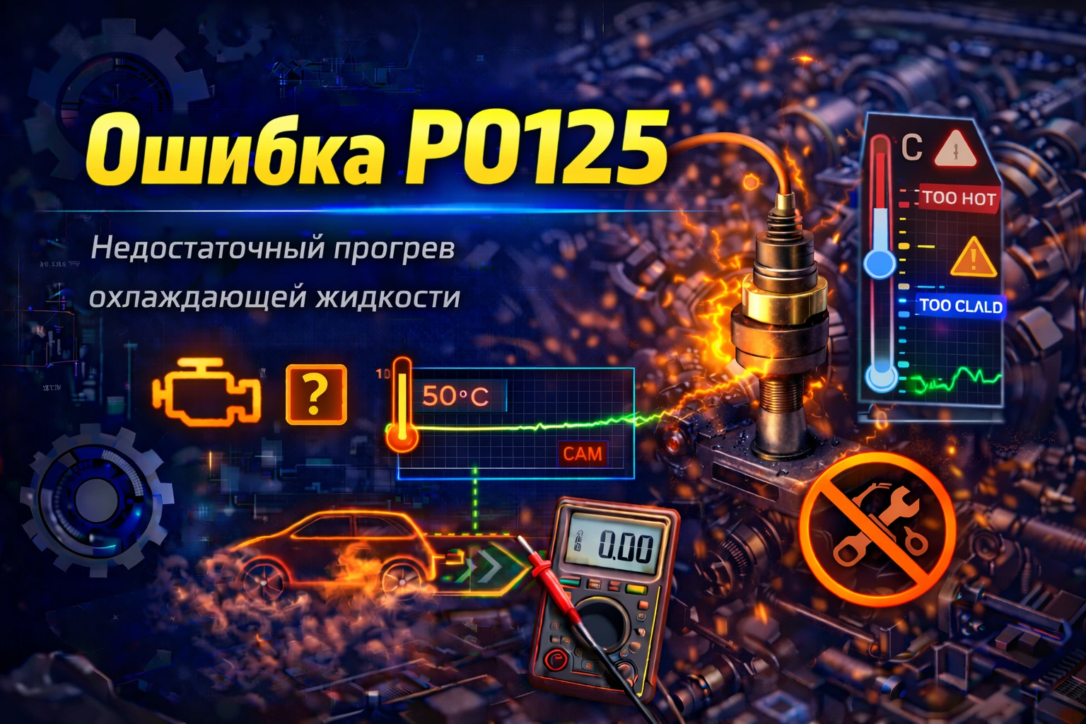 Ошибка P0125 — недостаточная температура охлаждающей жидкости для замкнутого контура: почему двигатель долго остаётся “холодным” даже после начала поездки