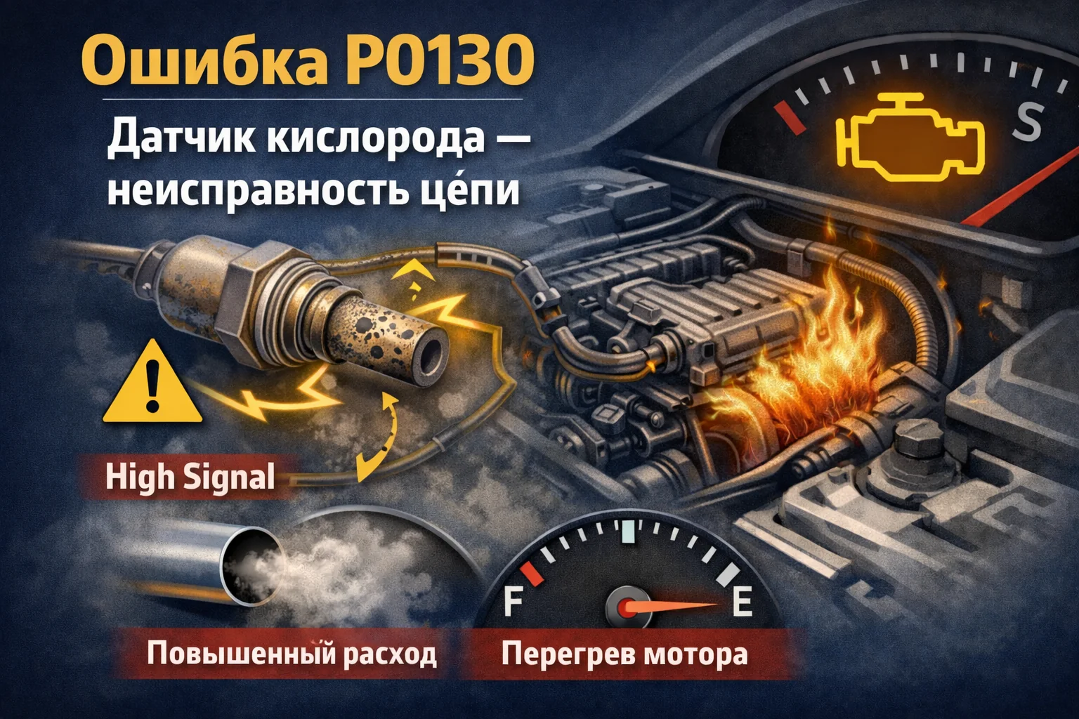 Ошибка P0130 — цепь лямбда-зонда Bank 1 Sensor 1: что означает и как искать причину