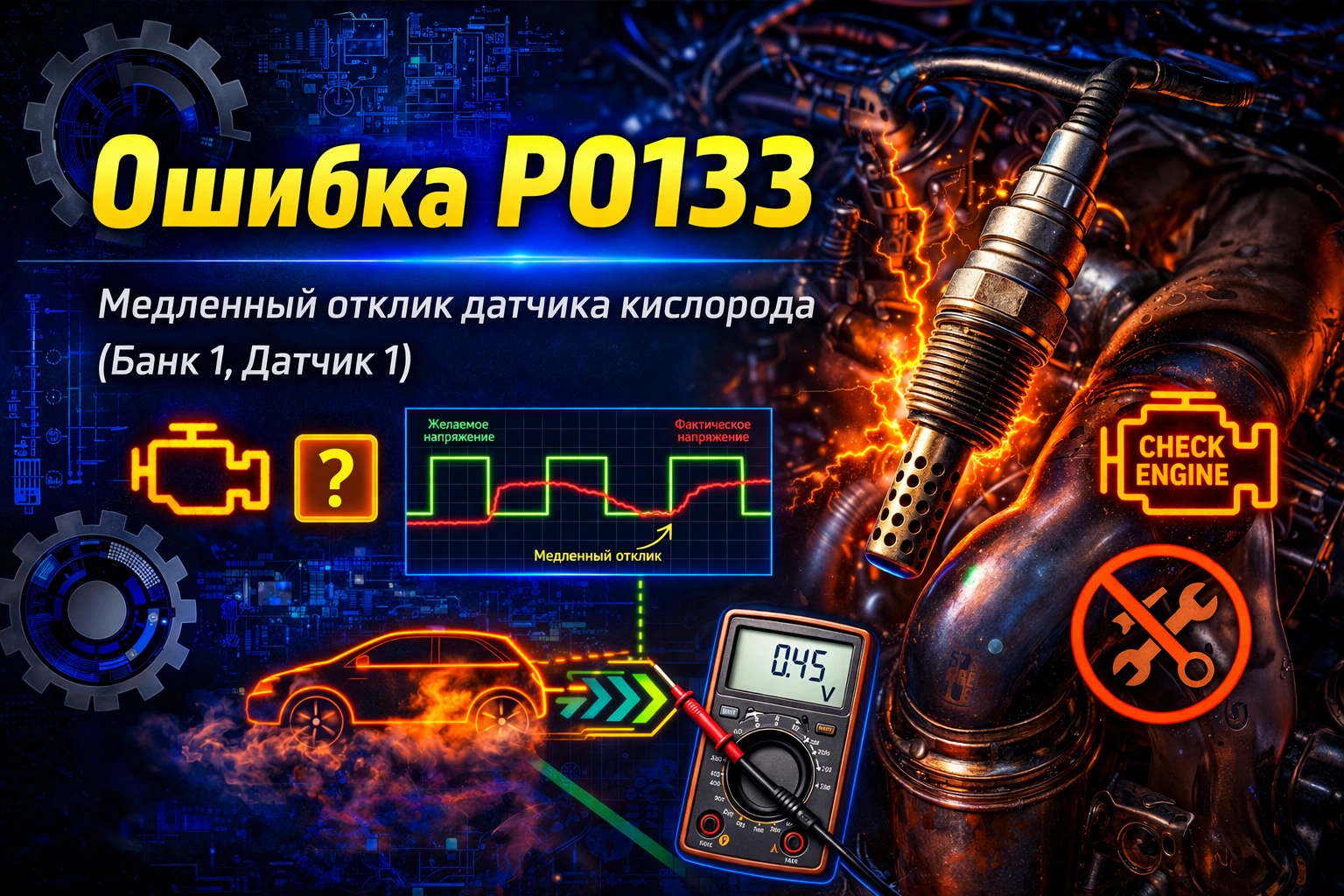 Ошибка P0133 — медленный отклик лямбда-зонда Bank 1 Sensor 1: когда датчик ещё жив, но уже думает слишком долго