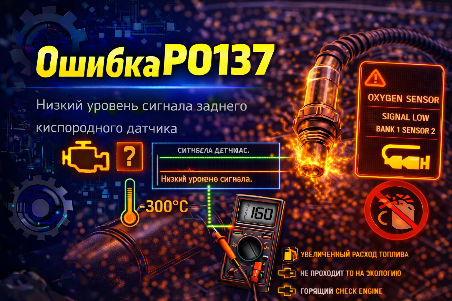 Ошибка P0137 — низкий сигнал лямбда-зонда Bank 1 Sensor 2: когда задний датчик видит слишком бедную картину после катализатора и не всегда говорит правду