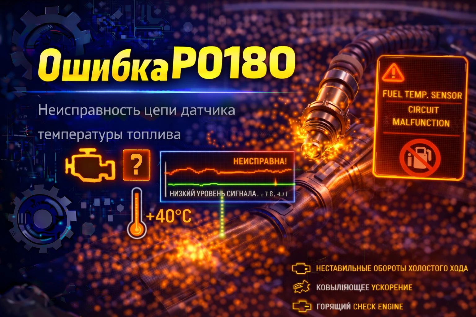 Ошибка P0180 — неисправность цепи датчика температуры топлива: когда блок теряет понимание, насколько горячим стало топливо и как это влияет на его свойства