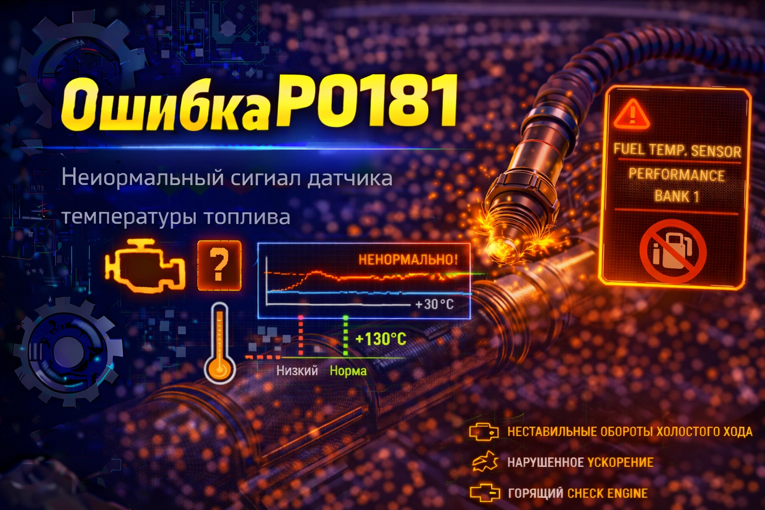 Ошибка P0181 — недостоверный сигнал датчика температуры топлива: когда температура топлива вроде измеряется, но блок всё равно считает эти данные сомнительными