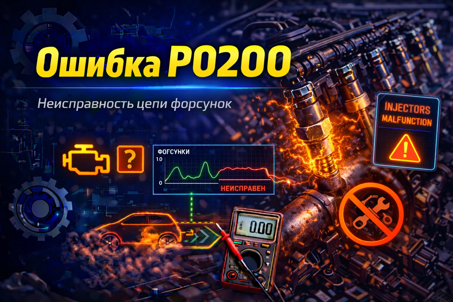Ошибка P0200 — неисправность цепи управления форсунками: когда двигатель начинает спотыкаться не из-за топлива как такового, а из-за команды, которая до него не доходит