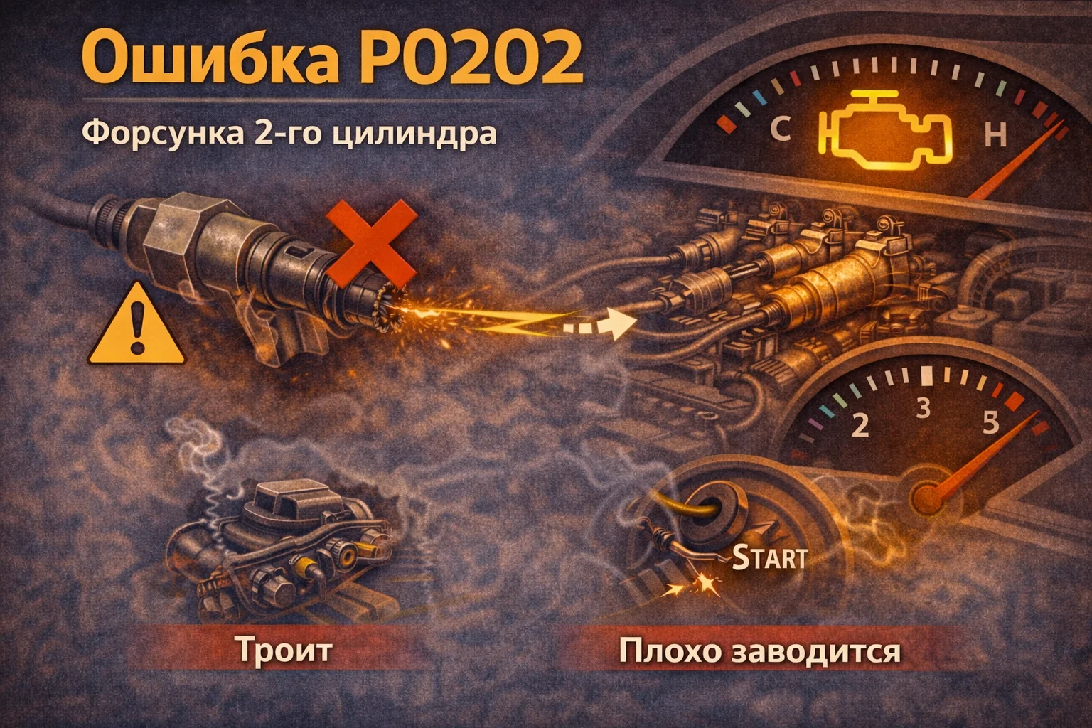 Ошибка P0202 — неисправность цепи форсунки 2 цилиндра: почему троение иногда начинается с одного плохого контакта