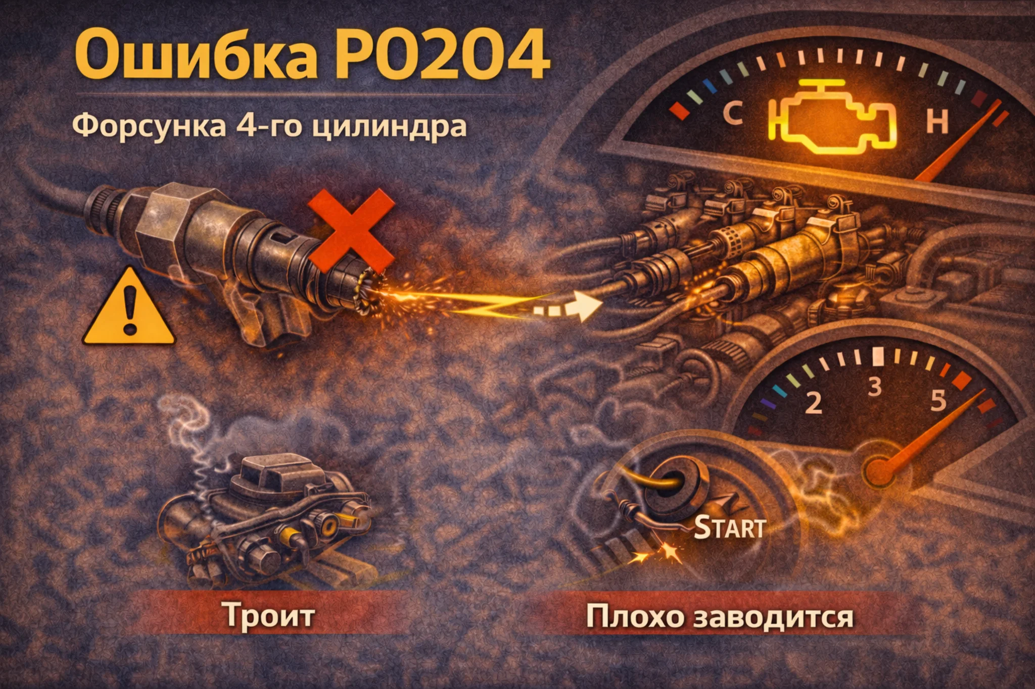 Ошибка P0204 — неисправность цепи форсунки 4 цилиндра: почему один цилиндр способен испортить поведение всего двигателя
