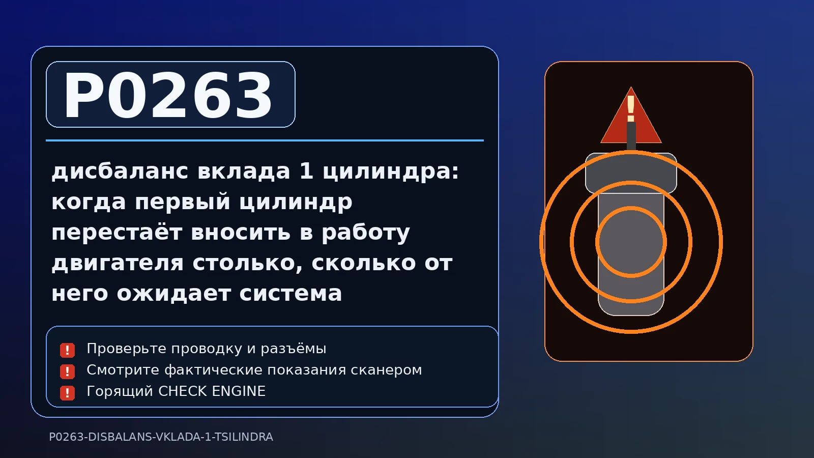 Ошибка P0263 — дисбаланс вклада 1 цилиндра: когда первый цилиндр перестаёт вносить в работу двигателя столько, сколько от него ожидает система