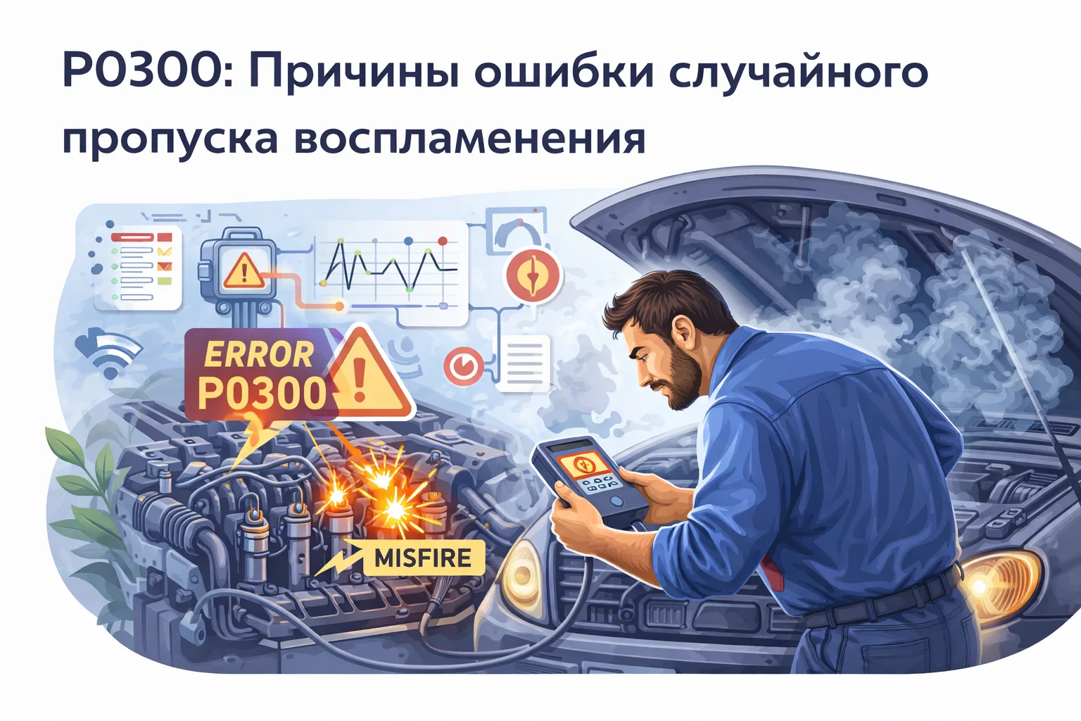 Ошибка P0300 — случайные пропуски зажигания: причины и что проверить