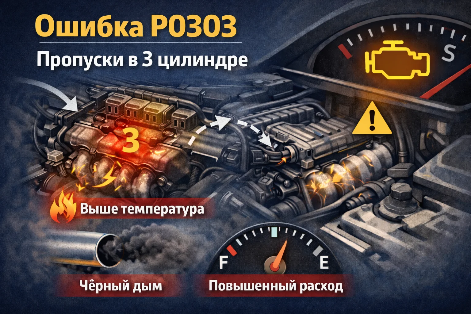 Ошибка P0303 — пропуски зажигания в 3 цилиндре: почему двигатель троит и как не ошибиться с причиной