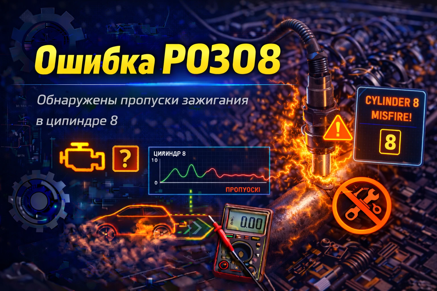 Ошибка P0308 — пропуски зажигания в 8 цилиндре: когда крайний цилиндр начинает работать на грани и быстро тянет за собой весь мотор