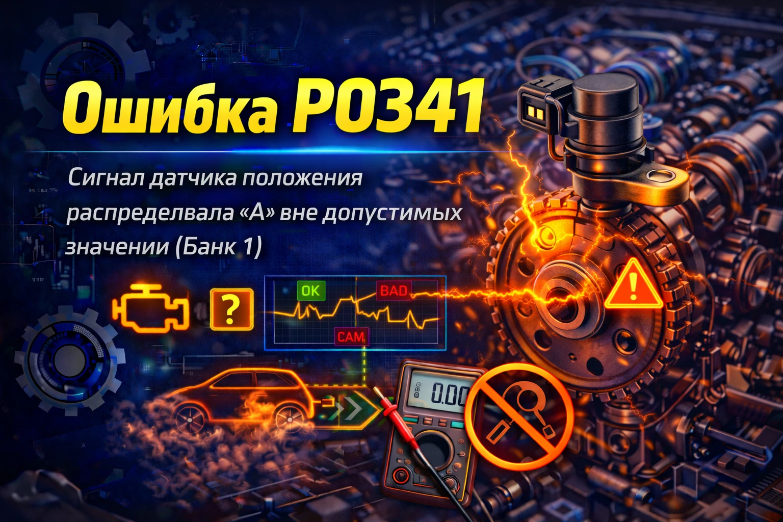 Ошибка P0341 — неверный диапазон или производительность датчика распредвала: когда сигнал вроде есть, но доверять ему блок уже перестал