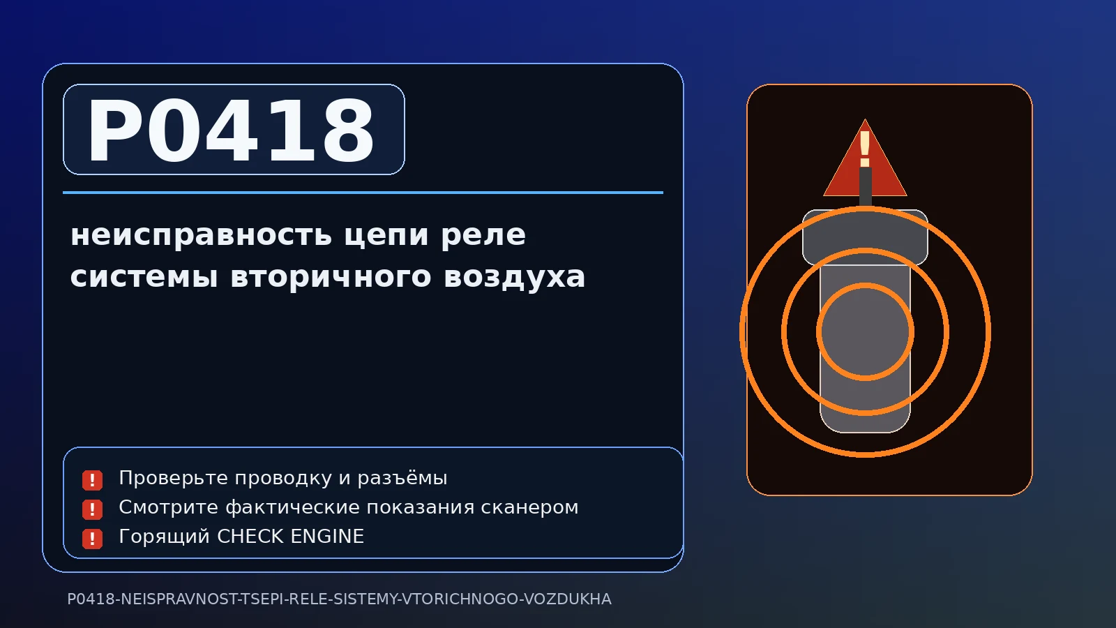 Ошибка P0418 — неисправность цепи реле системы вторичного воздуха