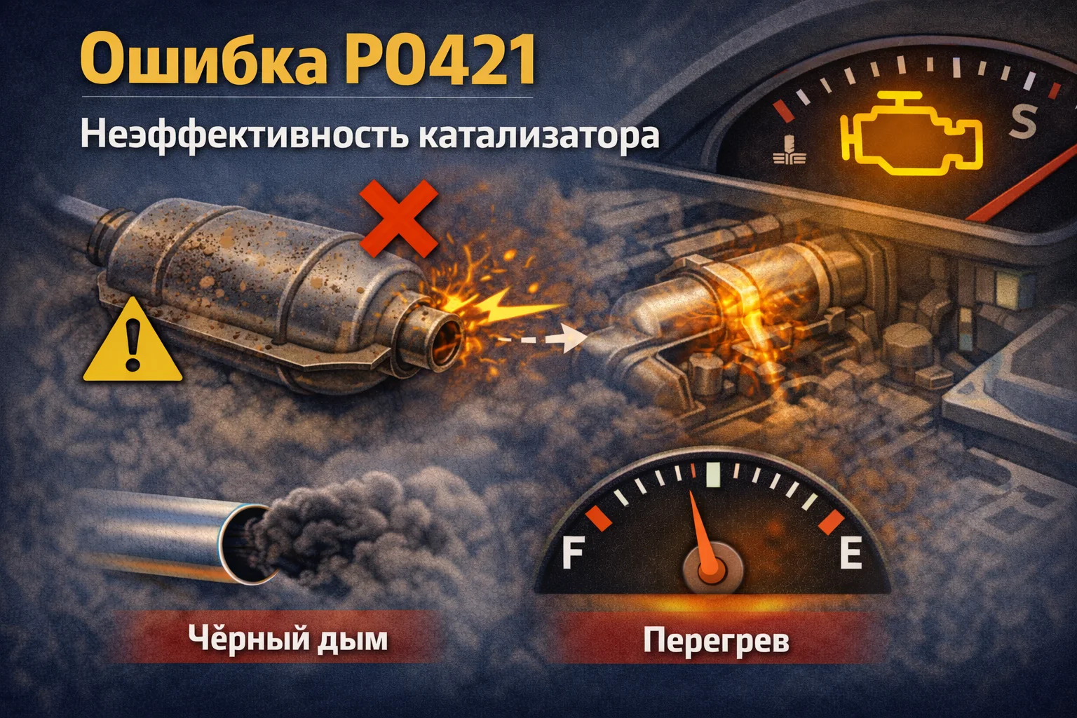 Ошибка P0421 — низкая эффективность прогрева катализатора: почему проблема часто начинается ещё до полного P0420