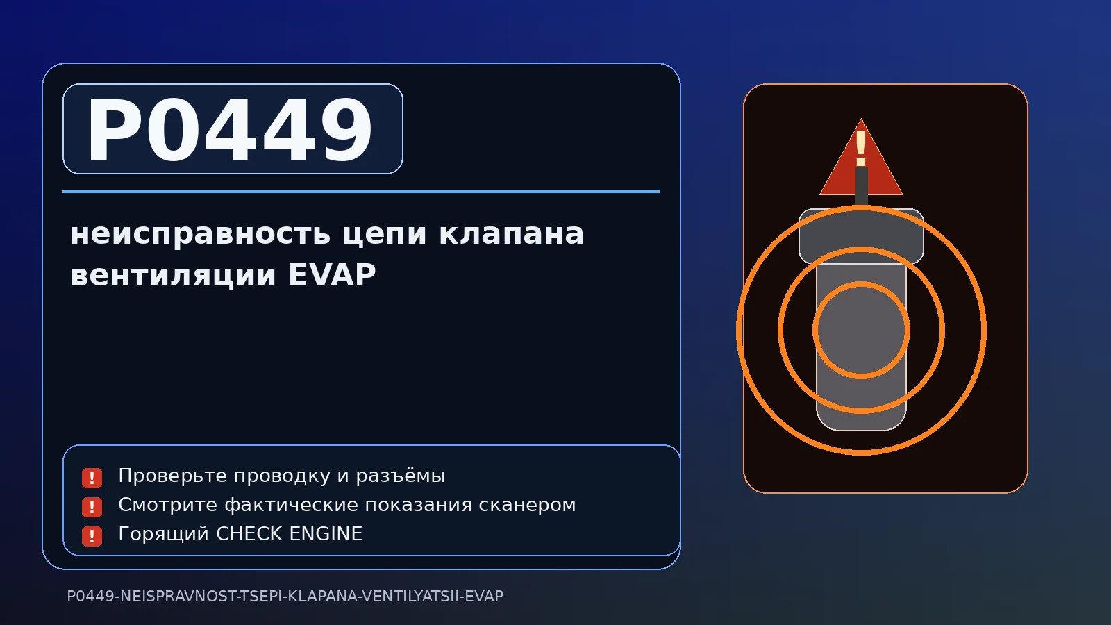 Ошибка P0449 — неисправность цепи клапана вентиляции EVAP