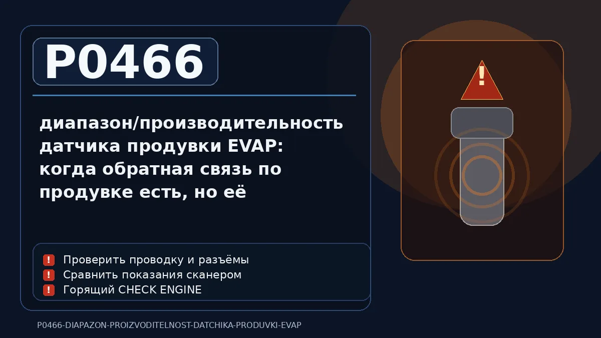 Ошибка P0466 — диапазон/производительность датчика продувки EVAP: когда обратная связь по продувке есть, но её поведение уже не укладывается в нормальную логику системы