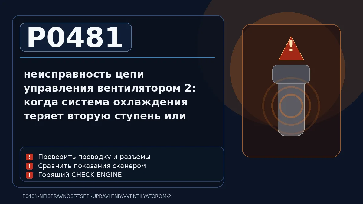 Ошибка P0481 — неисправность цепи управления вентилятором 2: когда система охлаждения теряет вторую ступень или второй канал обдува и это незаметно до тех пор, пока мотору не становится по-настоящему жарко
