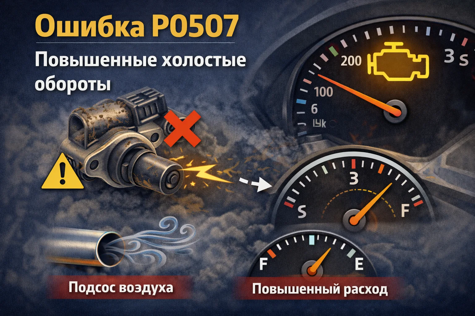 Ошибка P0507 — слишком высокие обороты холостого хода: почему мотор не сбрасывает обороты