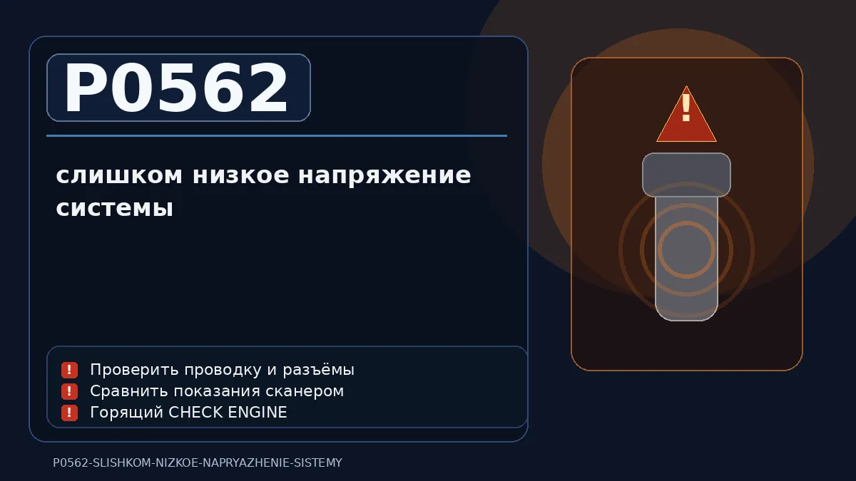 Ошибка P0562 — слишком низкое напряжение системы
