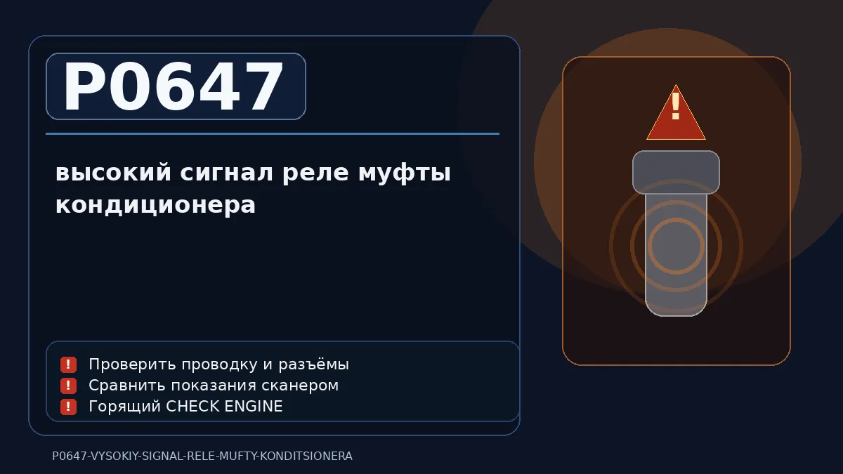 Ошибка P0647 — высокий сигнал реле муфты кондиционера