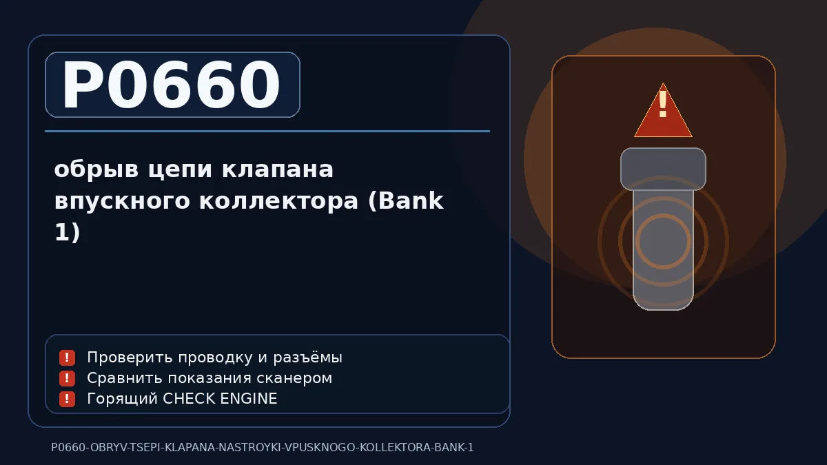 Ошибка P0660 — обрыв цепи клапана впускного коллектора (Bank 1)
